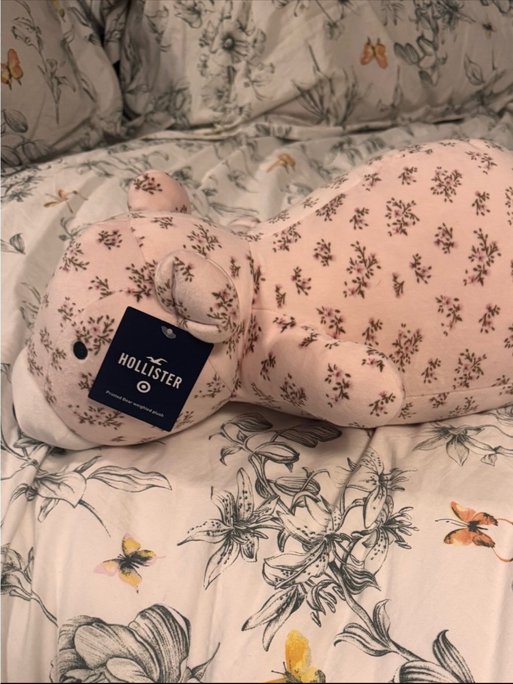 Hollister Pink Floral Plush Bear Pillow
